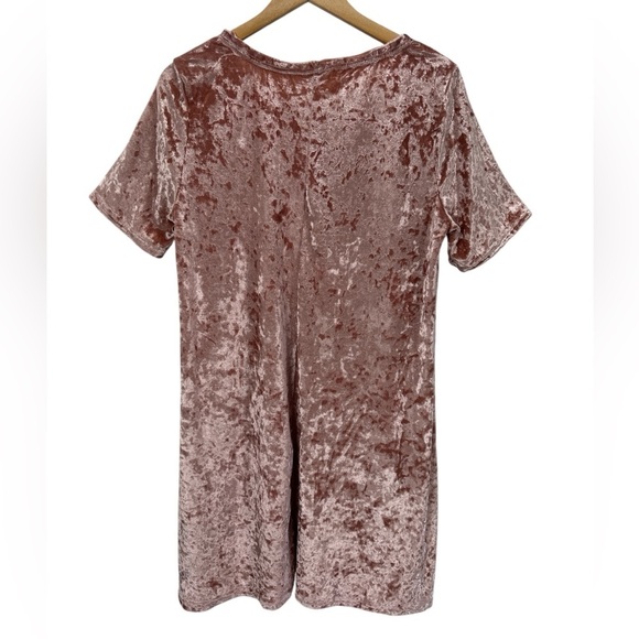 POL Crushed Velvet Shirt Tunic Dress Dusty Mauve Pink - Picture 2 of 9